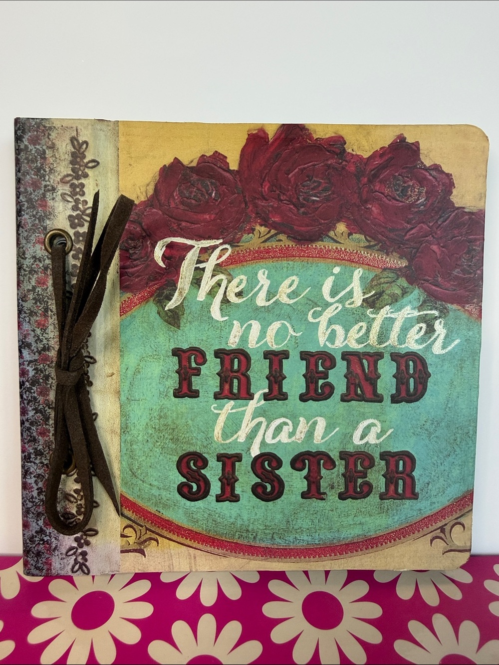 Demdaco Teal & Red 'There Is No Better Friend Than A Sister' Photo Album 32 pics
